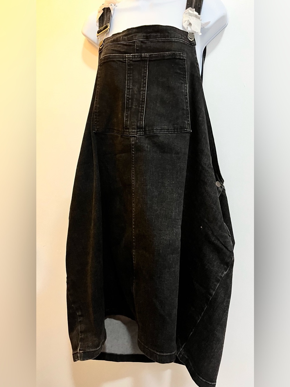 New Black Denim Overall Dress. Plus sz 30-32